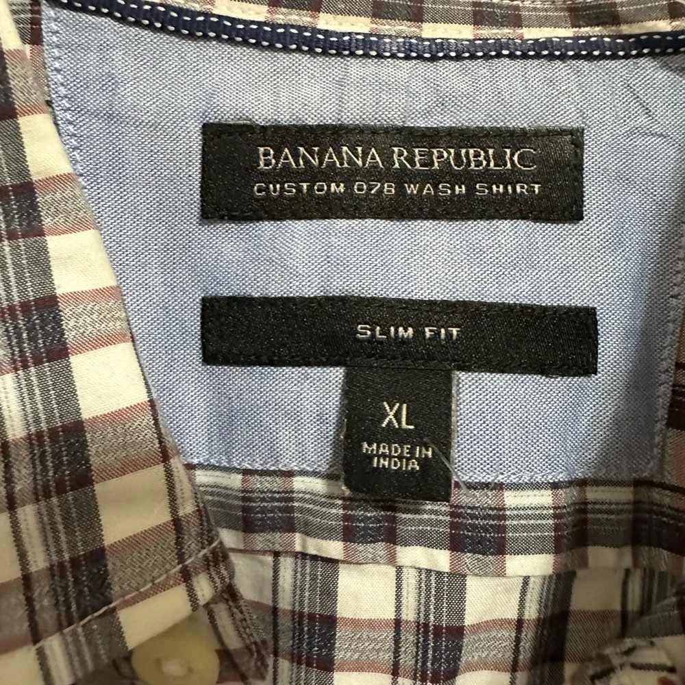 Banana Republic Men’s Slim Flit Button Up Plaid Shirt Sz XL